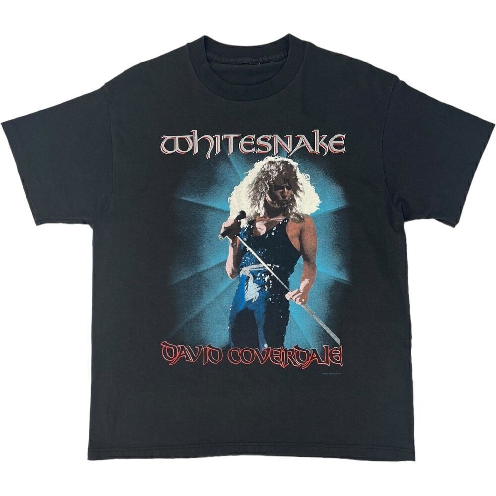 Vintage Whitesnake Tour 1987 Single Stitch Short Sleeve Band Tee Black Large